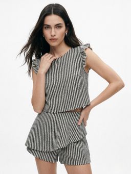 Outzidr - Grey Polyester Textured Co Ord Set