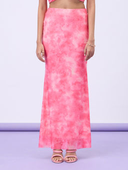 MIXT by Nykaa Fashion - Pink Floral Printed Fit and Flare Maxi Skirt