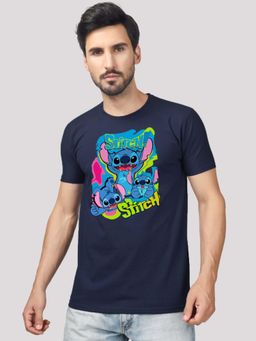 Greylongg - Comfortable Mens Round Neck T-Shirt - Navy Blue