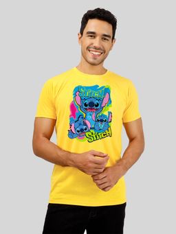 Greylongg - Comfortable Mens Round Neck T-Shirt - Yellow