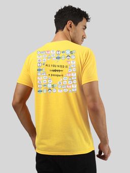 Greylongg - Comfortable Mens Round Neck T-Shirt - Yellow