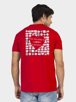 Greylongg - Comfortable Mens Round Neck T-Shirt - Red