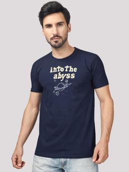 Greylongg - Comfortable Mens Round Neck T-Shirt - Navy Blue