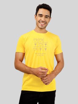 Greylongg - Comfortable Mens Round Neck T-Shirt - Yellow