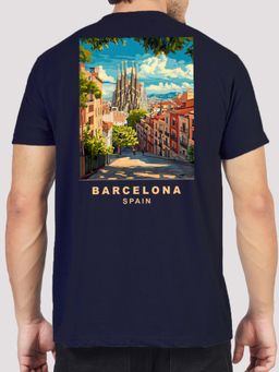 Greylongg - Comfortable Mens Round Neck T-Shirt - Navy Blue