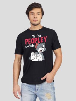 Greylongg - Comfortable Mens Round Neck T-Shirt - Black