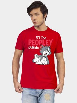 Greylongg - Comfortable Mens Round Neck T-Shirt - Red