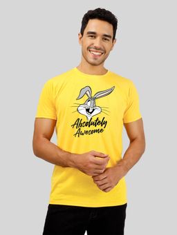 Greylongg - Comfortable Mens Round Neck T-Shirt - Yellow