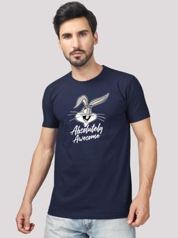 Greylongg - Comfortable Mens Round Neck T-Shirt - Navy Blue