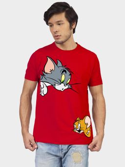 Greylongg - Comfortable Mens Round Neck T-Shirt - Red