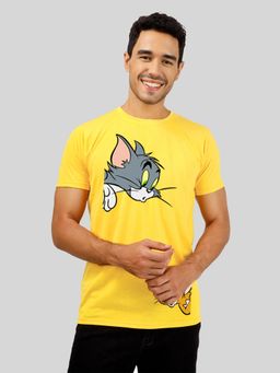 Greylongg - Comfortable Mens Round Neck T-Shirt - Yellow