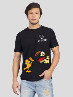 Greylongg - Comfortable Mens Round Neck T-Shirt - Black