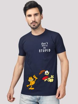 Greylongg - Comfortable Mens Round Neck T-Shirt - Navy Blue