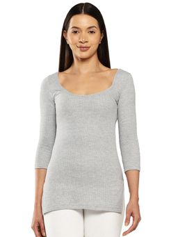Leading Lady - Women Grey Cotton-Poly Thermal Tops