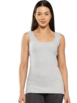 Leading Lady - Women Grey Cotton-Poly Sleeveless Thermal Tops
