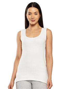 Leading Lady - Women White Cotton-Poly Sleeveless Thermal Tops