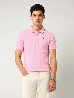 AD By Arvind - Pink Modern Slim Fit Printed Polo T-Shirt