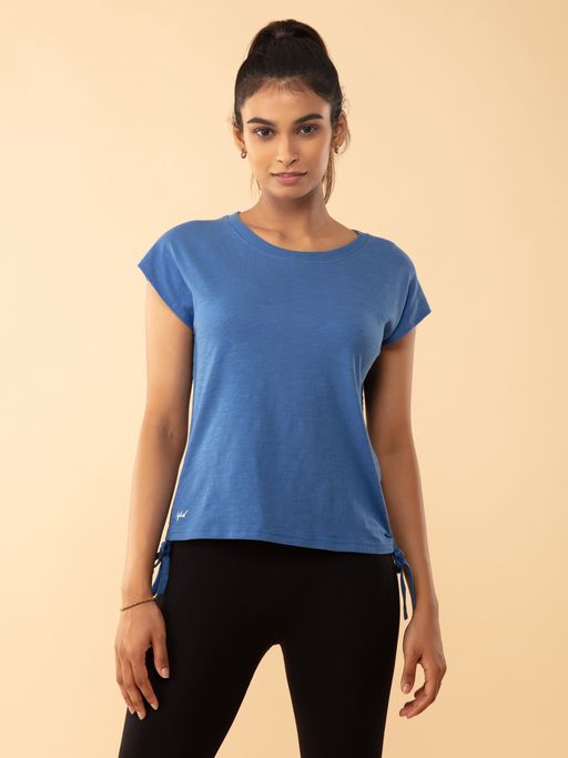 Nykd by Nykaa Summer Tee With Pull up Ruching at Sides - NYAT240 Daylight Blue