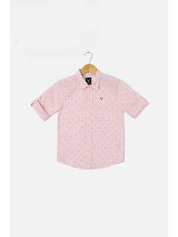 Allen Solly - Boys Peach Slim Fit Print Casual Shirt