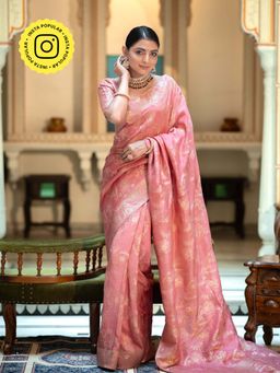 ZILIKAA - Orchid Pink Banarasi Uppada Silk Saree with Unstitched Blouse