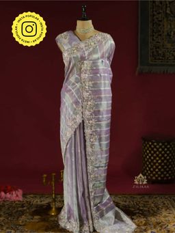 ZILIKAA - Lilac Purple Rangkaat Kanchi Tissue Silk Saree with Unstitched Blouse