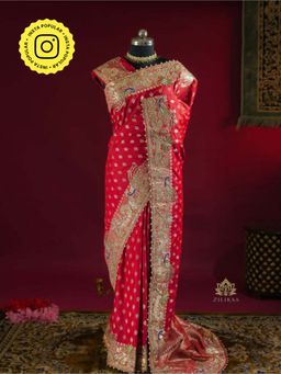 ZILIKAA - Red Special Banarasi Katan Silk Saree with Unstitched Blouse