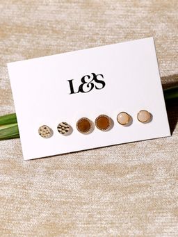 Lilly & Sparkle - Set of 3 Multicoloured Gold-Plated Contemporary Studs