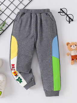 Hopscotch - Boys Grey Teddy Bear Embroidered Joggers