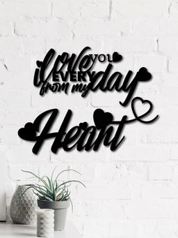 eCraftIndia - "Love You Everyday From My Heart" Black Wood Wall Art Cut out