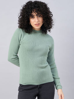 RVK - Women Laurel Green Woolen Pullover Sweater