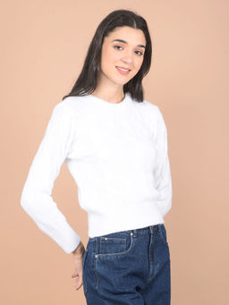 CRIMSOUNE CLUB - Women White Jacquard Sweater