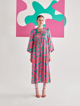 Prakriti Jaipur - Green Abstract Printed Midi Dress