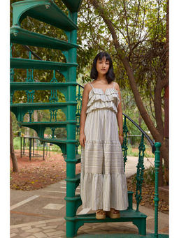 The Clothing Factory - Striped Ruffle Tiered Maxi Dress