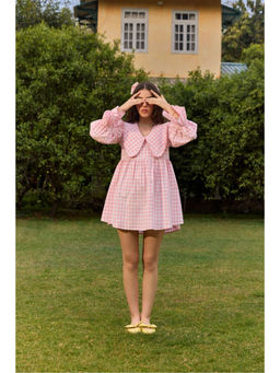 The Clothing Factory - Pink Checked Flared Mini Dress