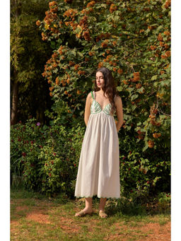 The Clothing Factory - Palm Leaf Embroidered Midi Dress