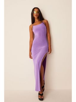 NA-KD - Chain Strap Tight Maxi Dress-purple