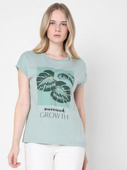 VERO MODA - Women Graphic Green T-shirt