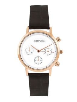 Joker and Witch - Joker & Witch Boston White Dial Black Faux Leather Strap Analog Womens Watch