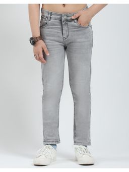 Monte Carlo - Boys Grey Solid Slim Fit Jeans