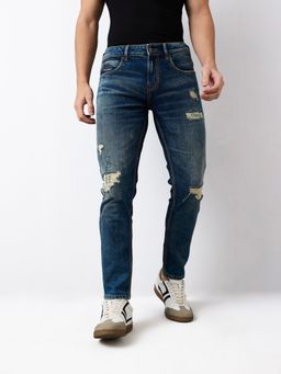 Spykar - Men Blue Slim Fit Mid Rise Cotton Stretch Casual Jeans