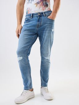 Spykar - Men Blue Slim Fit Mid Rise Cotton Stretch Casual Jeans
