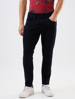 Spykar - Men Black Slim Fit Mid Rise Cotton Stretch Casual Jeans