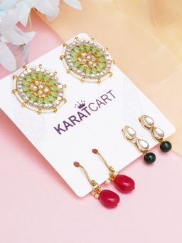 Karatcart - Set of 3 Handcrafted Kundan Earrings Combo for Women