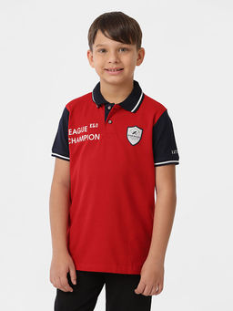 Kate & Oscar - Red Printed Boys Polo T-Shirt