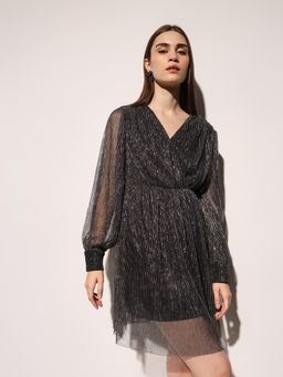 ONLY - Womens Embellished Fit and Flare Black Mini Dress