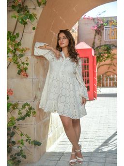 Branche - Ivory Eyelet Tunic Mini Dress With Singlet (Set of 2)