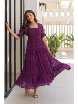 Polago Clothing - Plum Smocked Maxi Dress