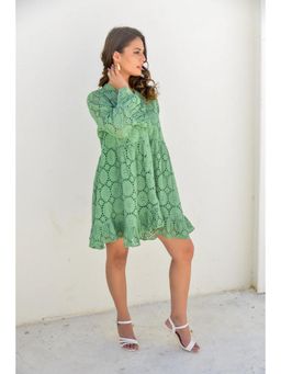 Branche - Sage Green Eyelet Tunic Mini Dress with Singlet