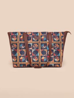 Zouk - Women Multicolor Printed Jute Structured Tote Bag