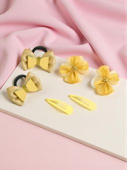 Ribbon Candy - Christmas Golden Glitter Rubber Bands Bow & Bow Hair Clips Pack of 6